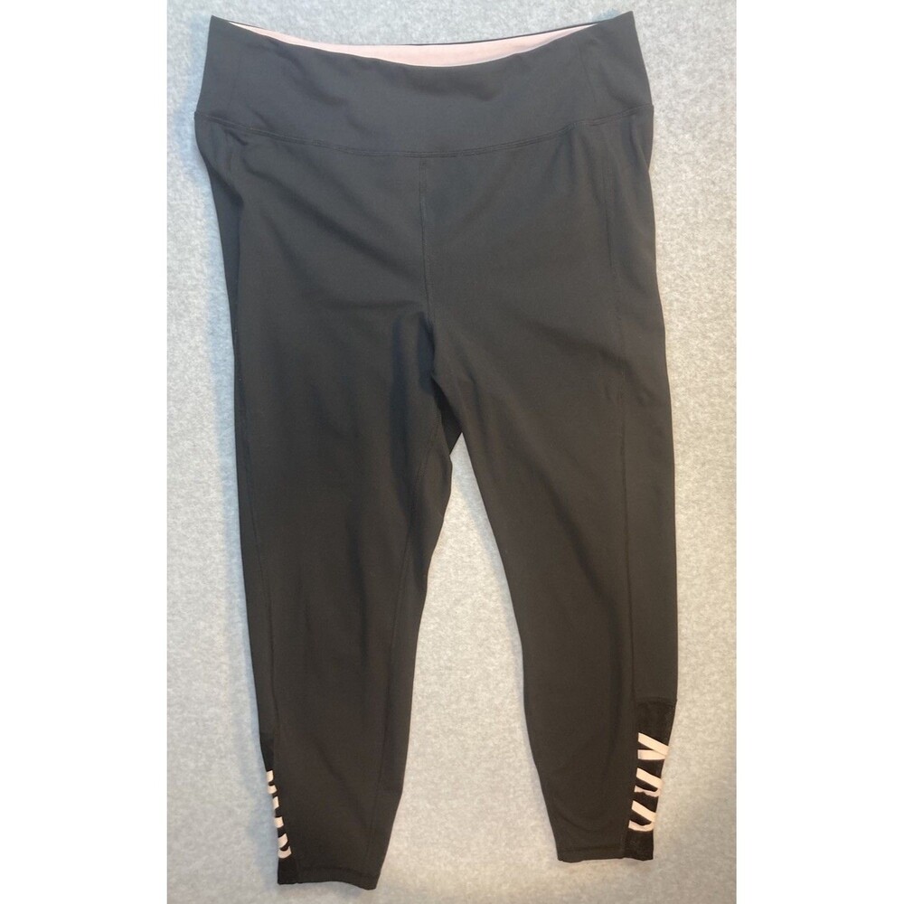 Cacique Sport Leggings Sz 18/20 Capri Black Lace Ballerina Core Coquette Pilates